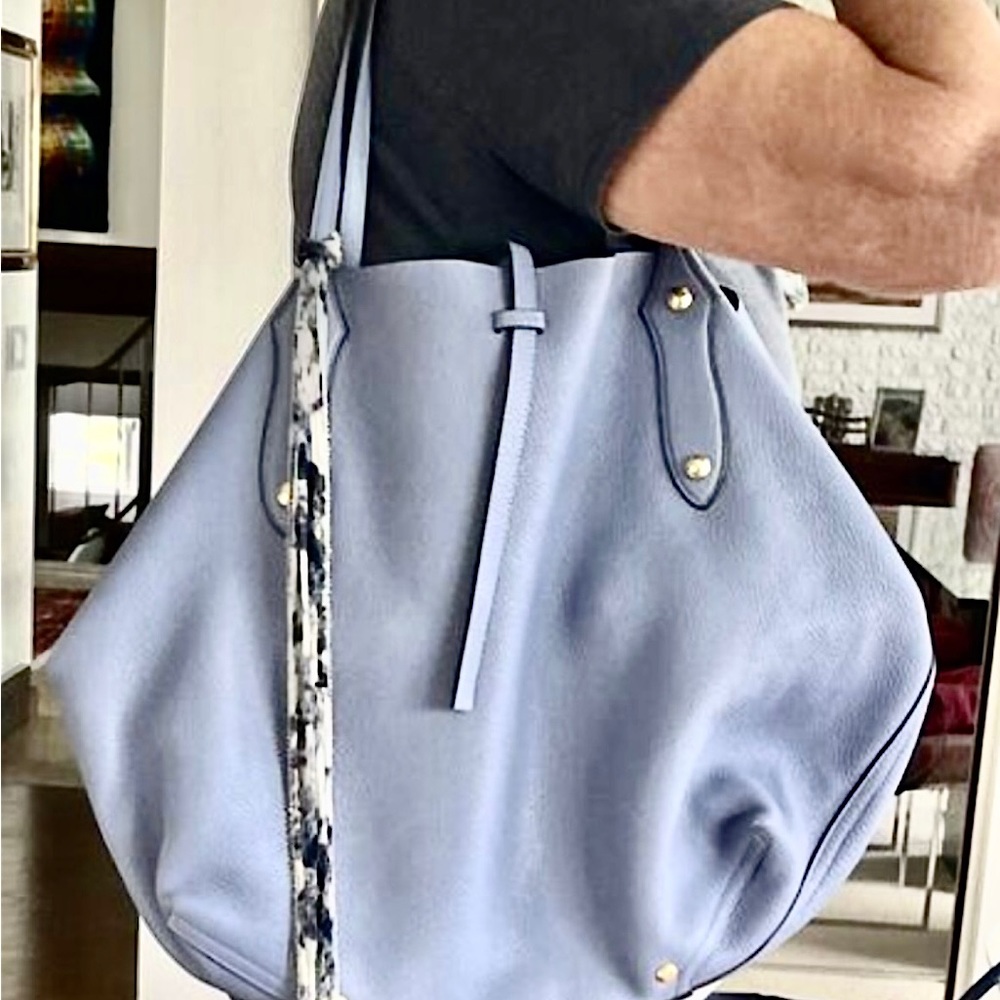 Gorgeous Periwinkle Designer Leather Tote